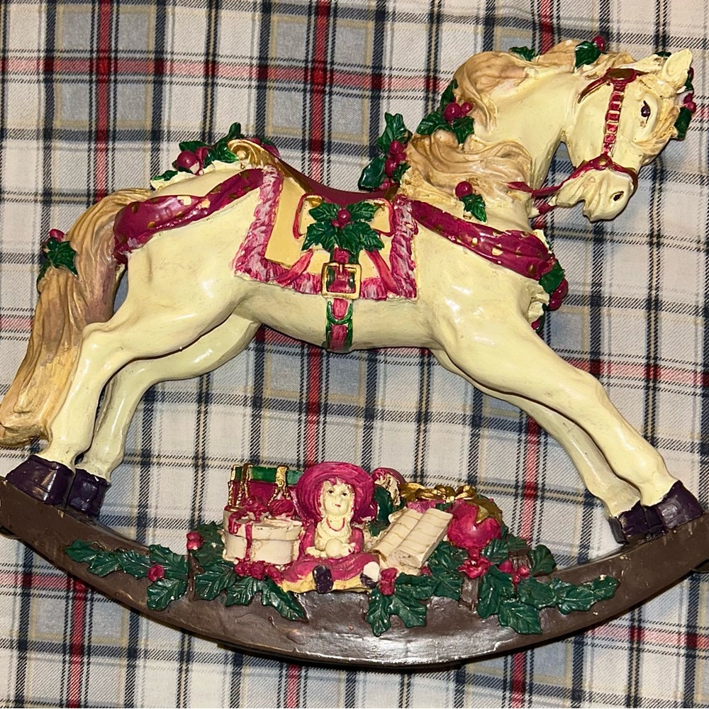 Large Vintage Christmas Rocking Horse House Decor